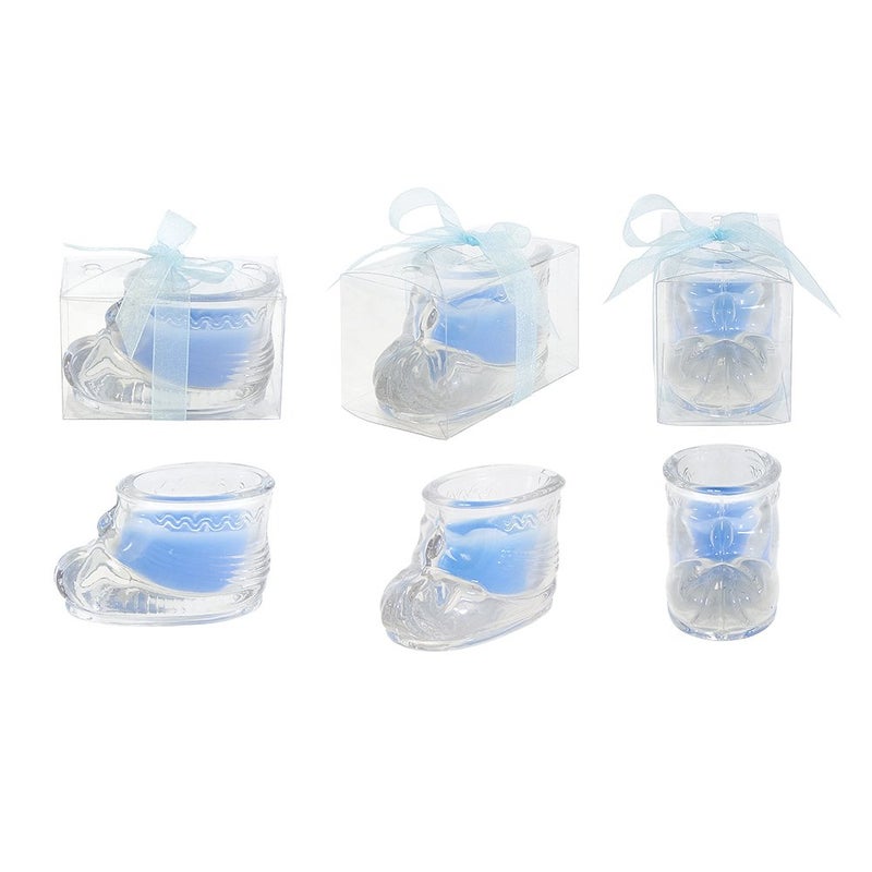 Lunaura 12 pcs Scented Baby Powder Blue Glass Baby Bootie Container Candles, Palm Wax Candle, Baby Shower Gifts, Decorative Accent, Home DÃ©cor, Memory Keepsake, Party Favors, Centerpieces - Image 2